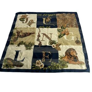 Symphony Scarf Italy Jungle Safari Lion Cheetah Leopard Animals Safari Zoo 23”